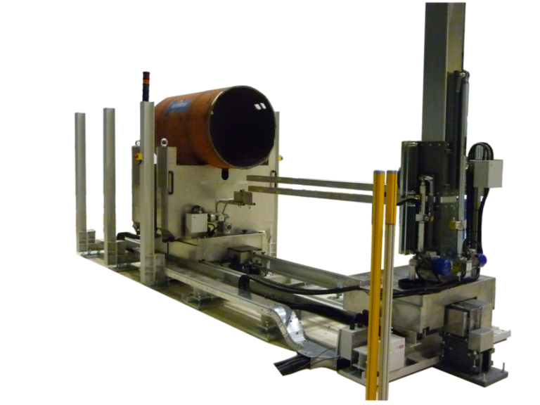 PIPE SCANNER with large pipe lodged on the supports